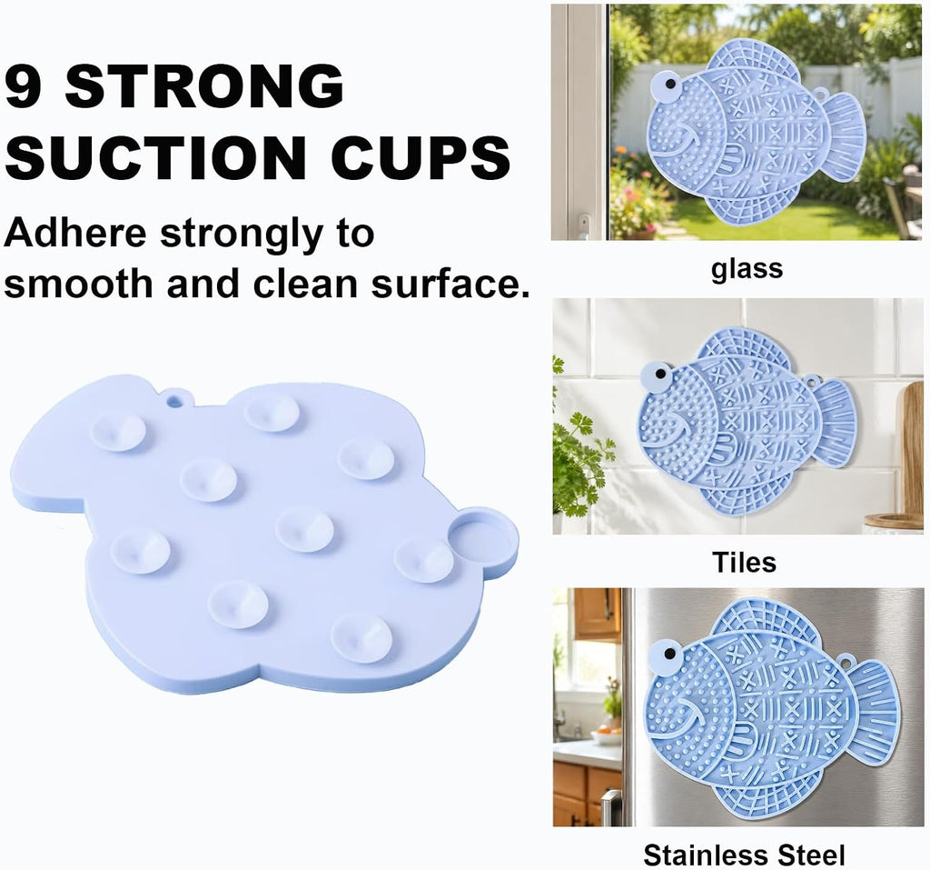 Cat Slow Feeder Fish Lick Mat with Suction Cup for Anxiety Relief