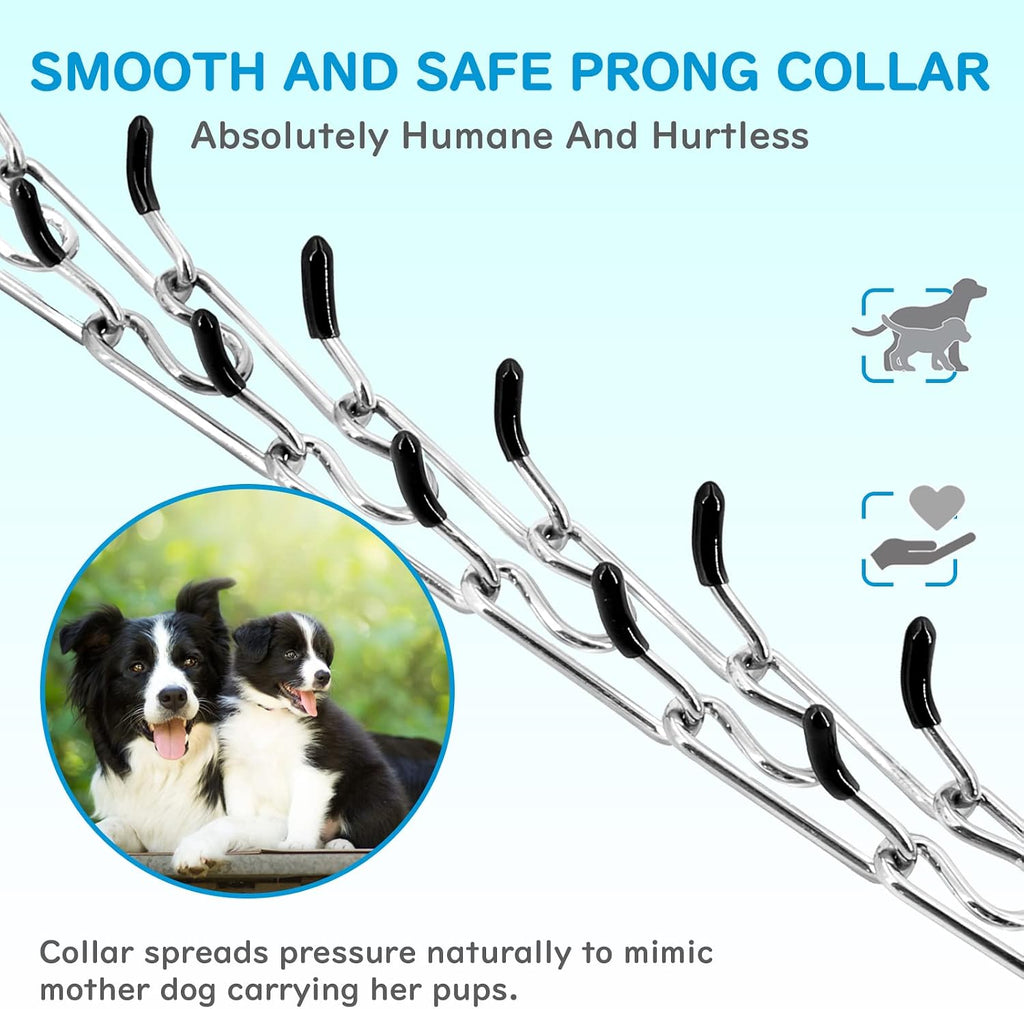 Supet Prong Collar for Dogs, Adjustable Dog Pinch No Pull Training Collar with Quick Release Buckle, Rubber Tips and Ext
