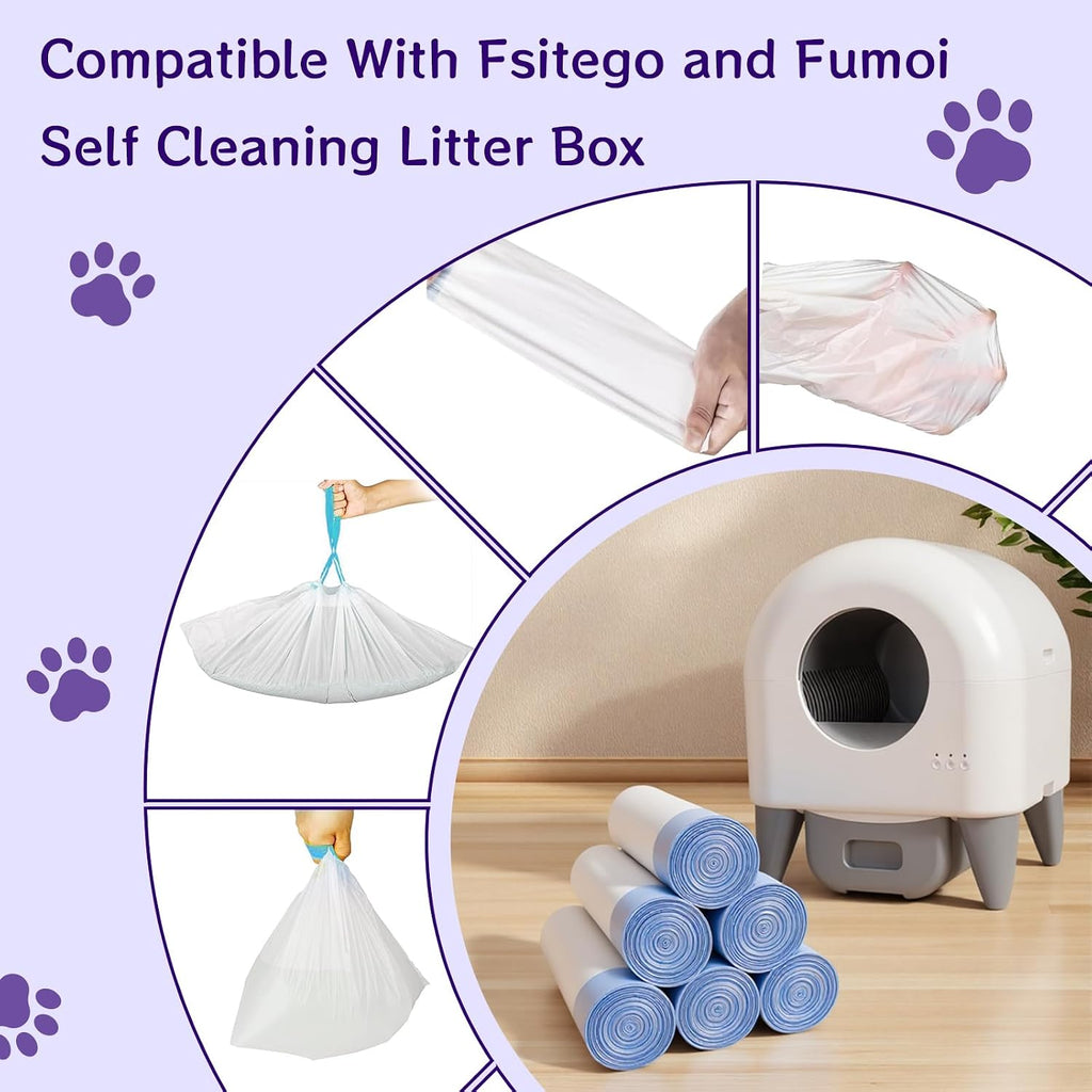 120 Count 26" x 11.8" Automatic Cat Litter Box Bags Compatible with Cmg Fmo Fstg Robot Litter box, Thick Self-Cleaning C