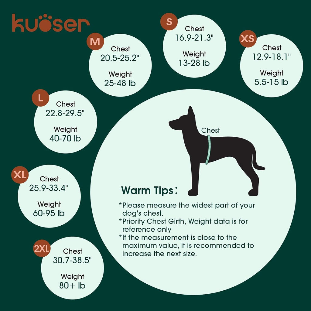 Kuoser Dog Life Jacket, High Flotation Reflective Dog Life Vest, Orange, L