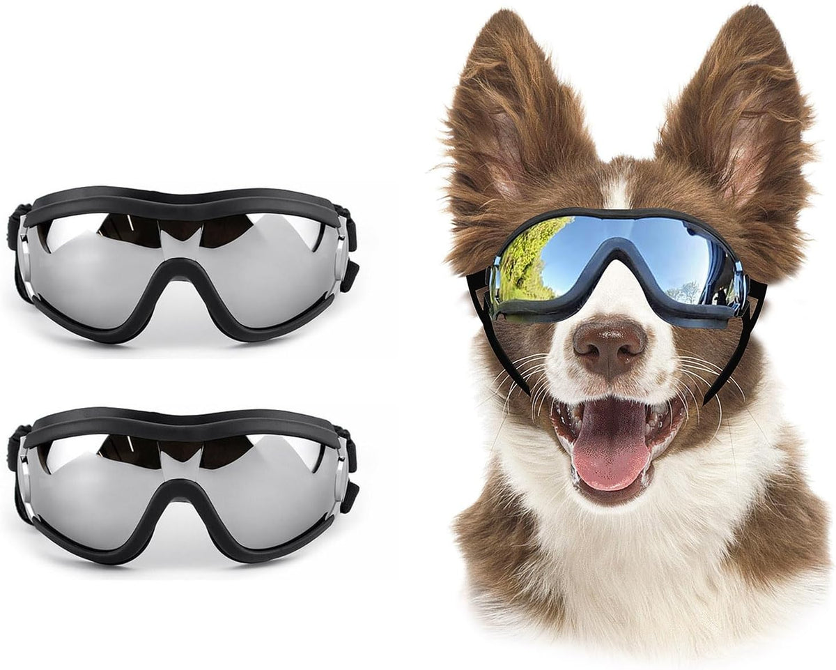 Dog Goggles for Small Breed UV/Wind/Dust Protection Puppy Sunglasses with Adjustable Strap - White