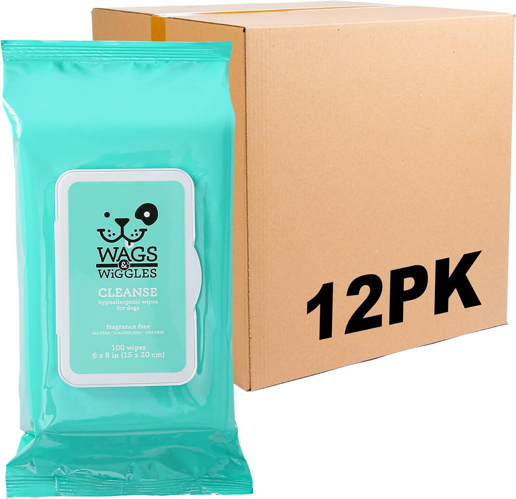 Wags & Wiggles Hypoallergenic Dog Wipes, Fragrance-Free, 100 Count