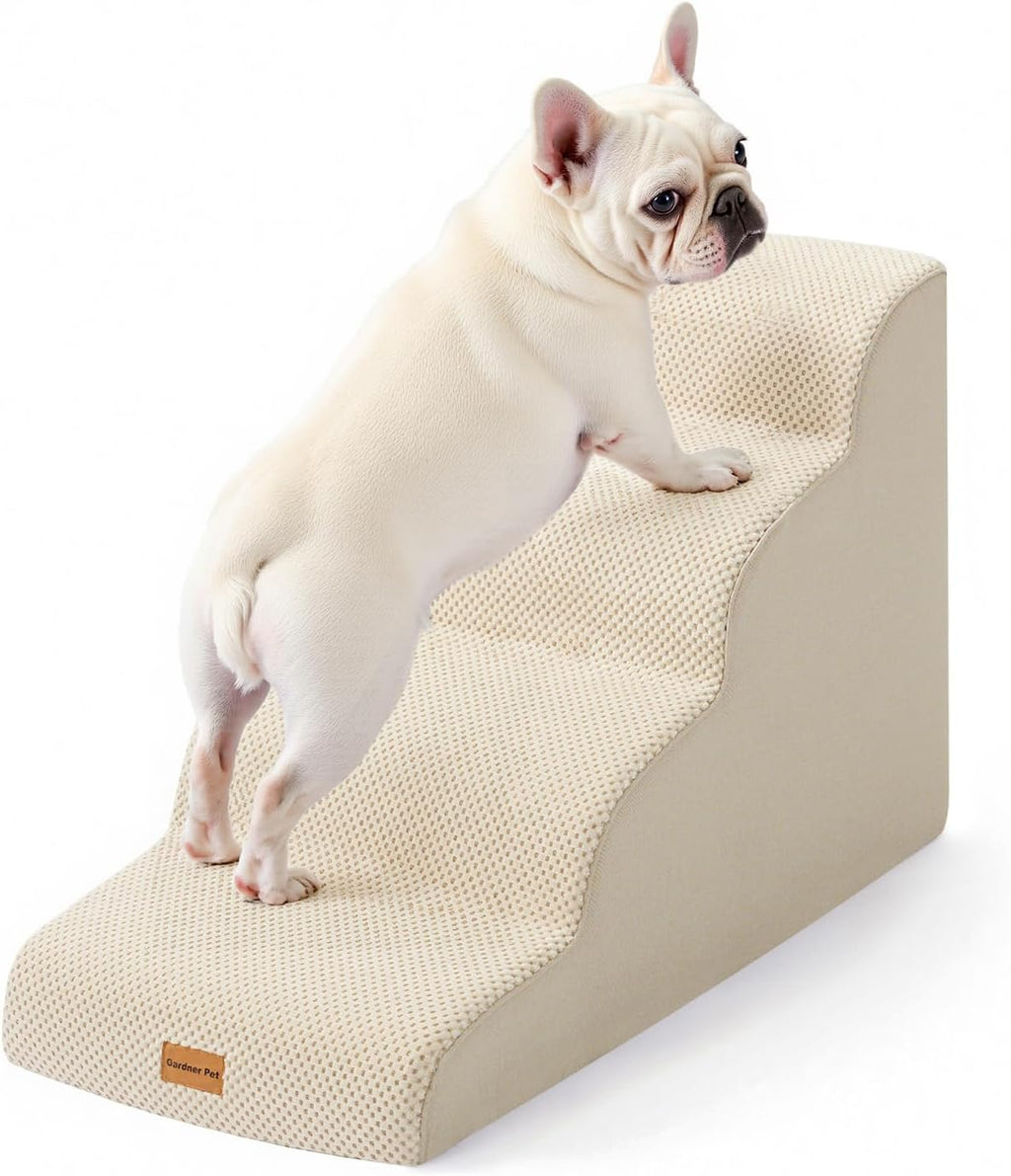 Gardner Pet Dog Stairs for Small Dogs 16.5" H, 2 in 1 Transformable 3-Step Pet Stairs and ramp, Dog Steps for Couch (13-