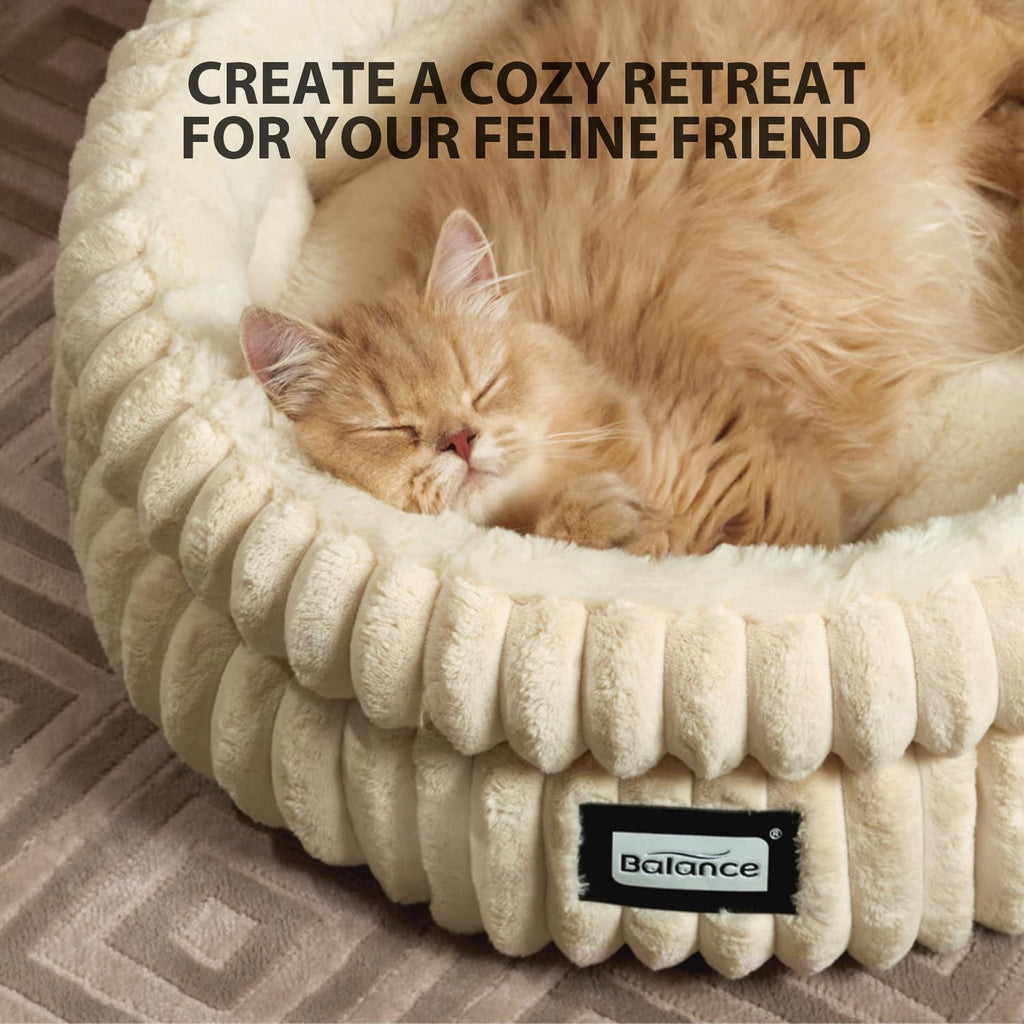BALANCE Round Cat Beds for Indoor Cats, Small Dog Bed, Washable, 20in, Gray