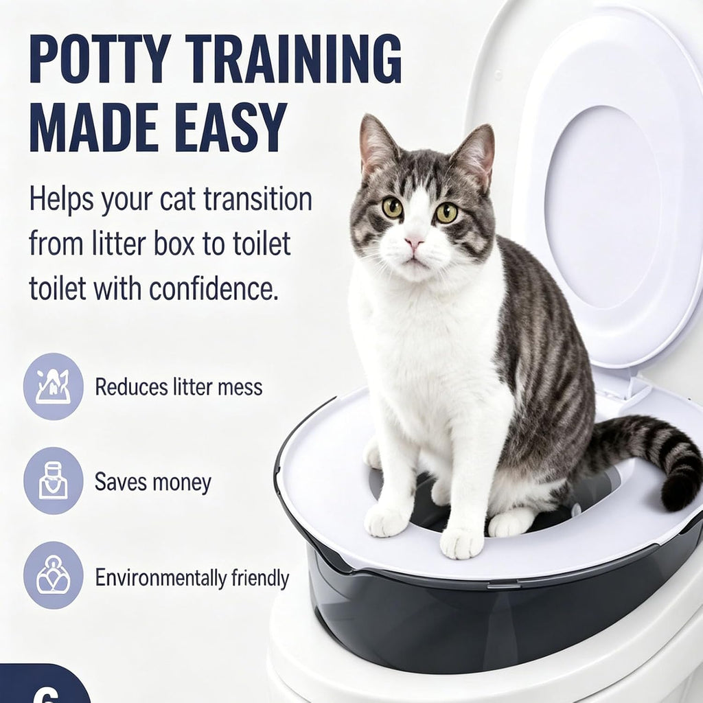 Cat Toilet Trainer Kit Universal, Reusable Portable Litter Box (Gray)