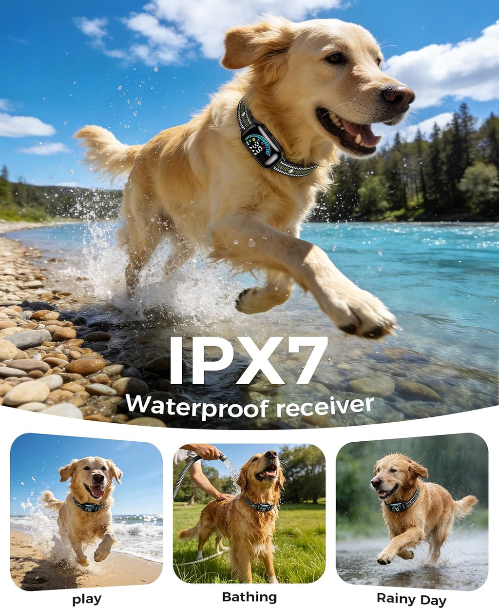 2-in-1 Dog Shock Collar & Dog Bark Collar,Smart Anti-Barking