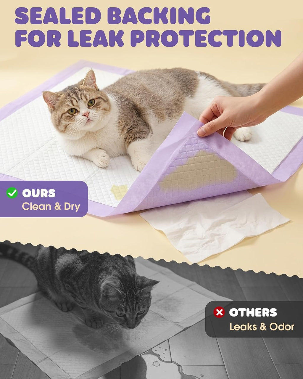 Powools Cat Pee Pads, 900g Absorbency, 12 x 17.5", 40 Count, Fresh Scent