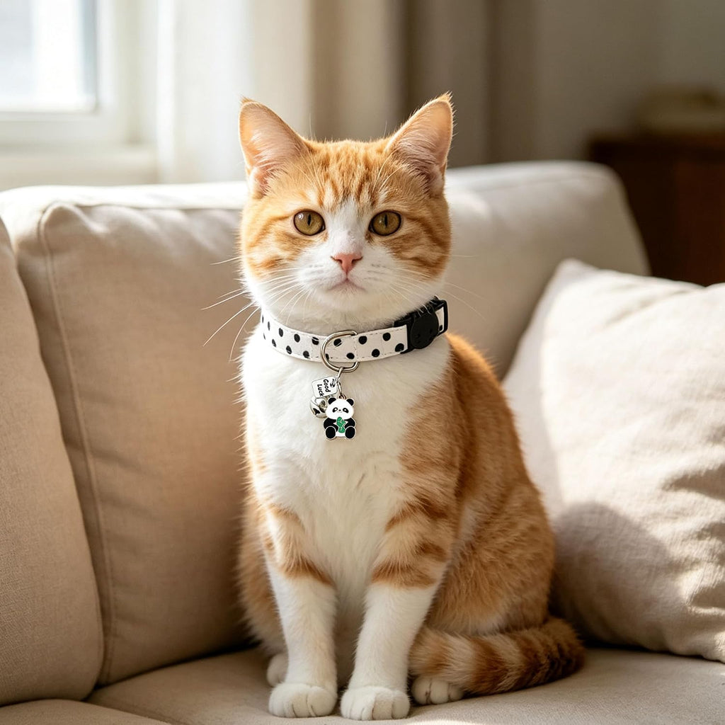 Cotton Cat Collars, Breakaway Polka Dot Kitten Collar for Girl and Boy Cats