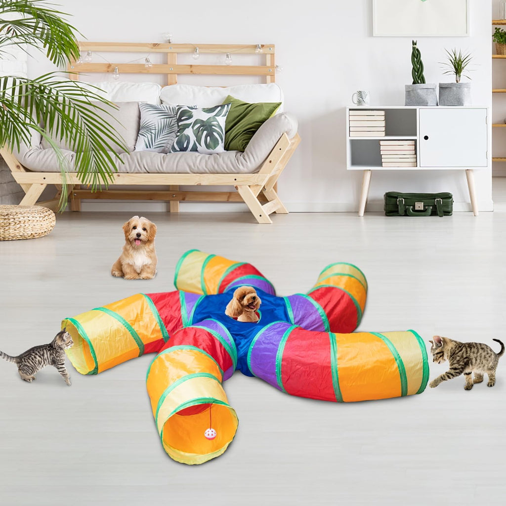 Cat Tunnel for Indoor Cats, Large Collapsible Cat Tube Toys, 5-Way