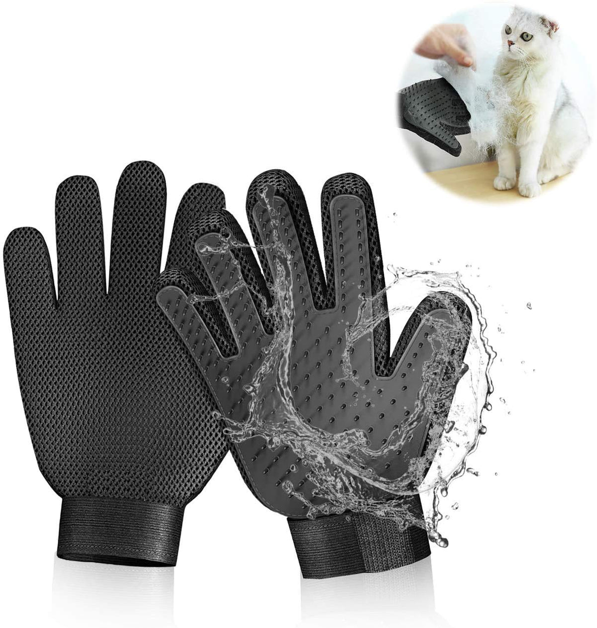Pet Grooming Glove Hair Remover Brush Gentle Deshedding Efficient Pet Mitt Pet Massage Gloves Left & Right Hand Draw Dog