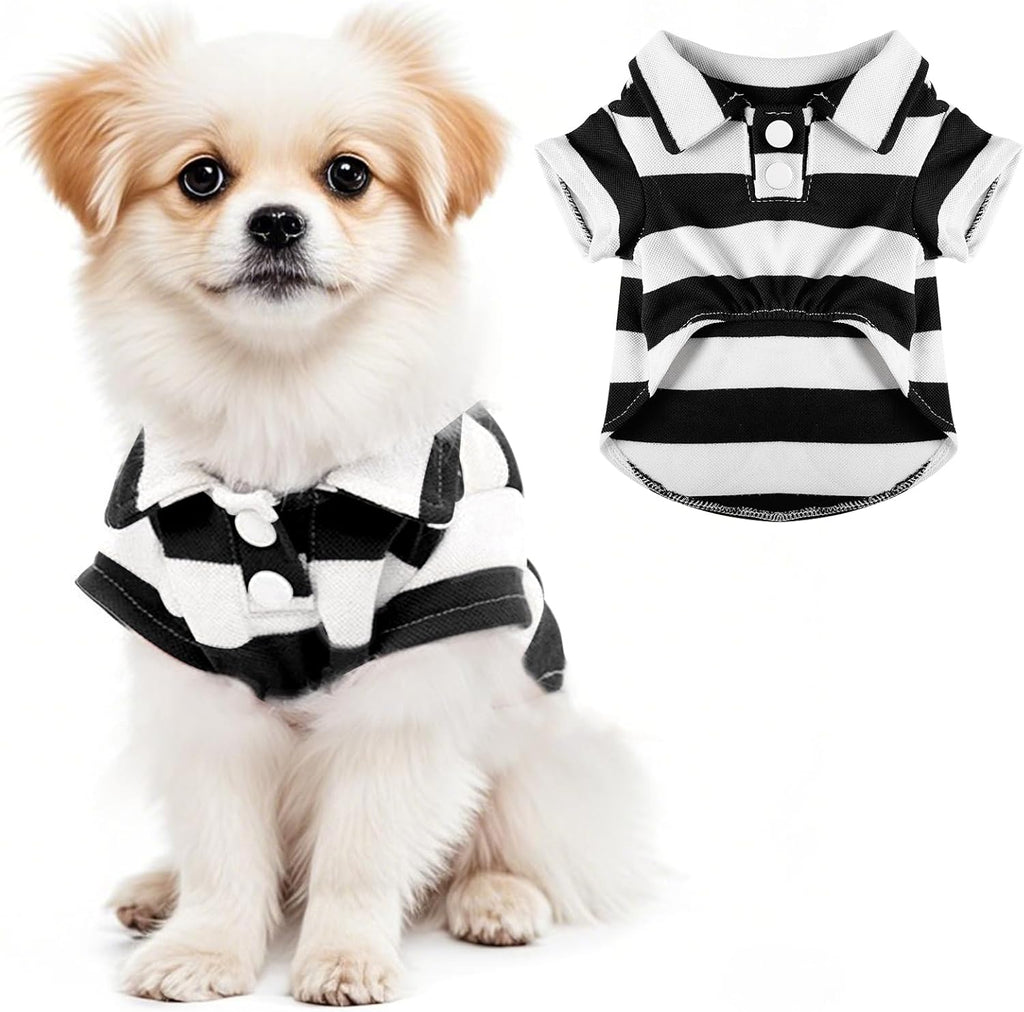 Pistha Dog Shirt Polo Shirt Striped Puppy Clothes for Boy Girl Pets