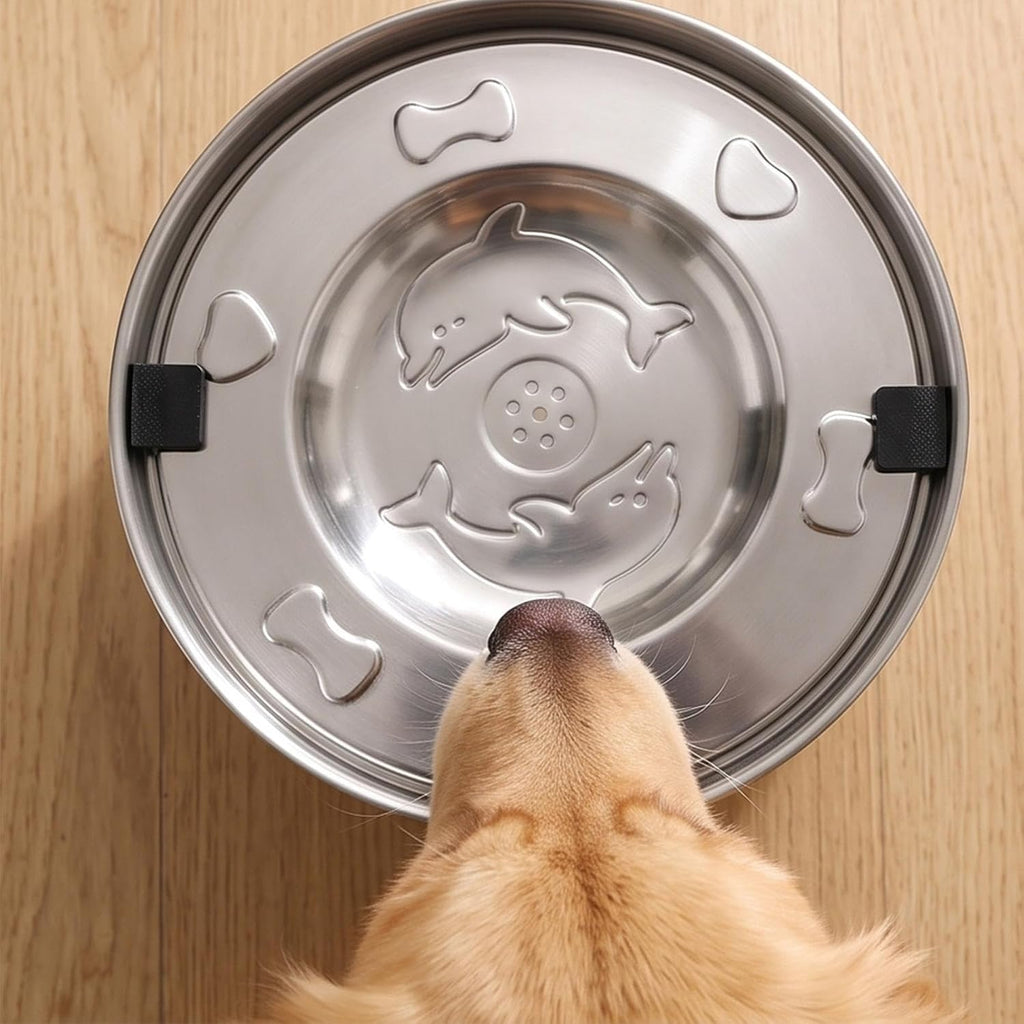 1.2l Stainless Steel Dog Water Bowl No Spill Slow Drink Water Bowl for Dogs