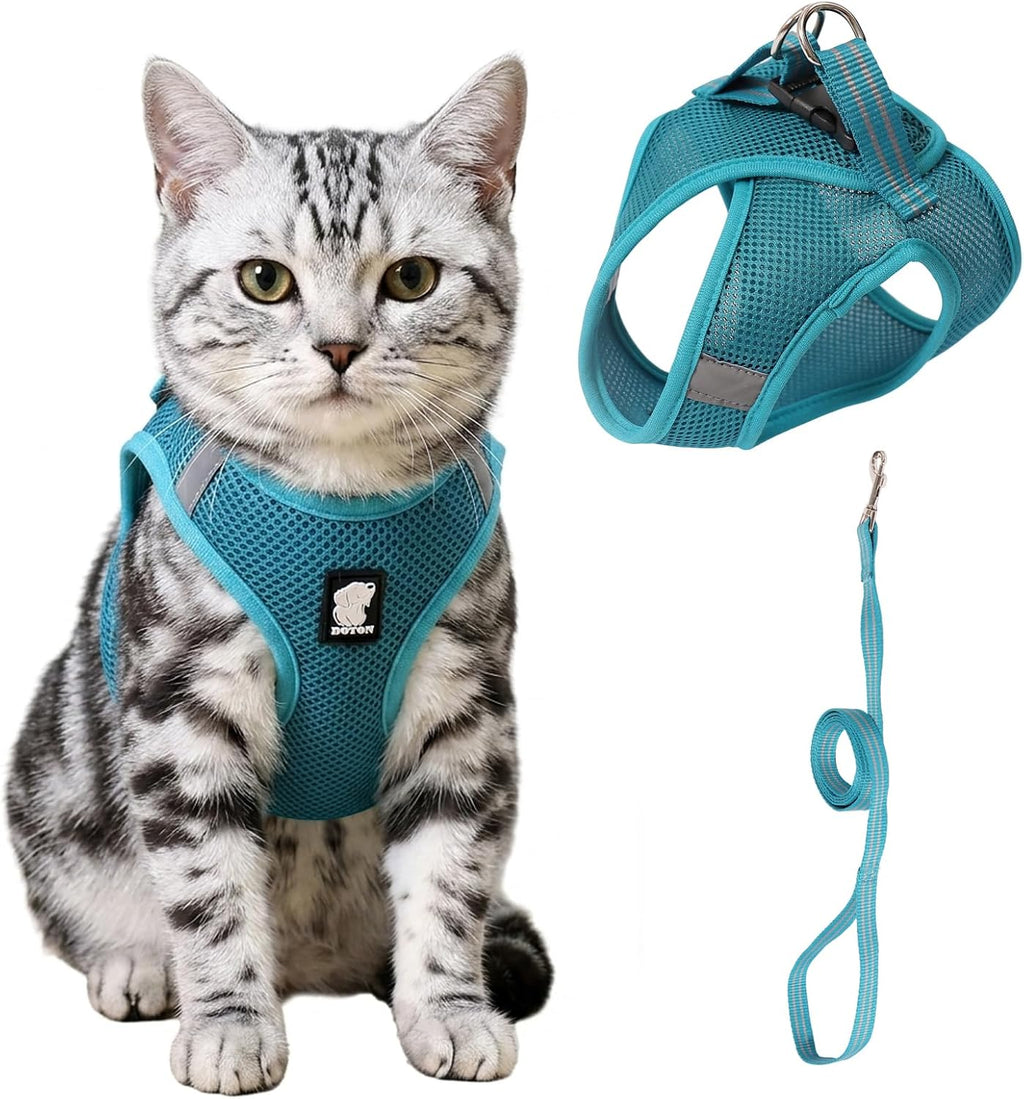 Cat Harness and Leash - Ultra Light Escape Proof Kitten Collar Cat Walking Jacket with Running Cushioning Soft and Comfo