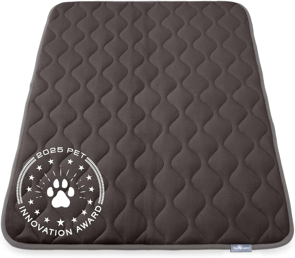 Paw Inspired Washable Padded Crate Mats for Dogs, Gray, 29x18 Inch