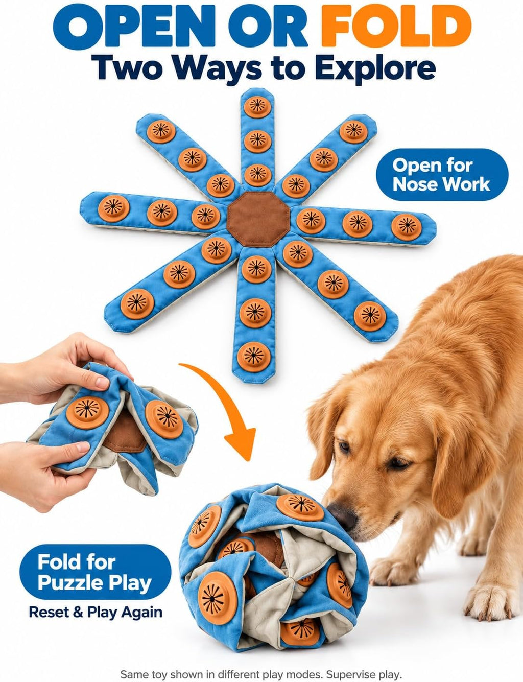 Virelunepets Dogtopus Boredom Buster for Dogs, Foldable Octopus Snuffle Toy (Small)