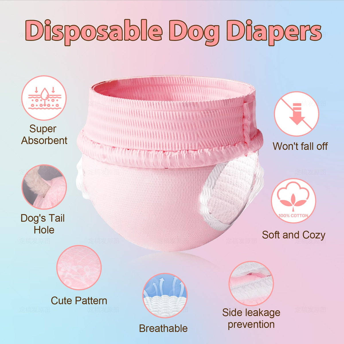 Ambreview Disposable Dog Diapers Female, Just Pull It Up, S 10 PCS
