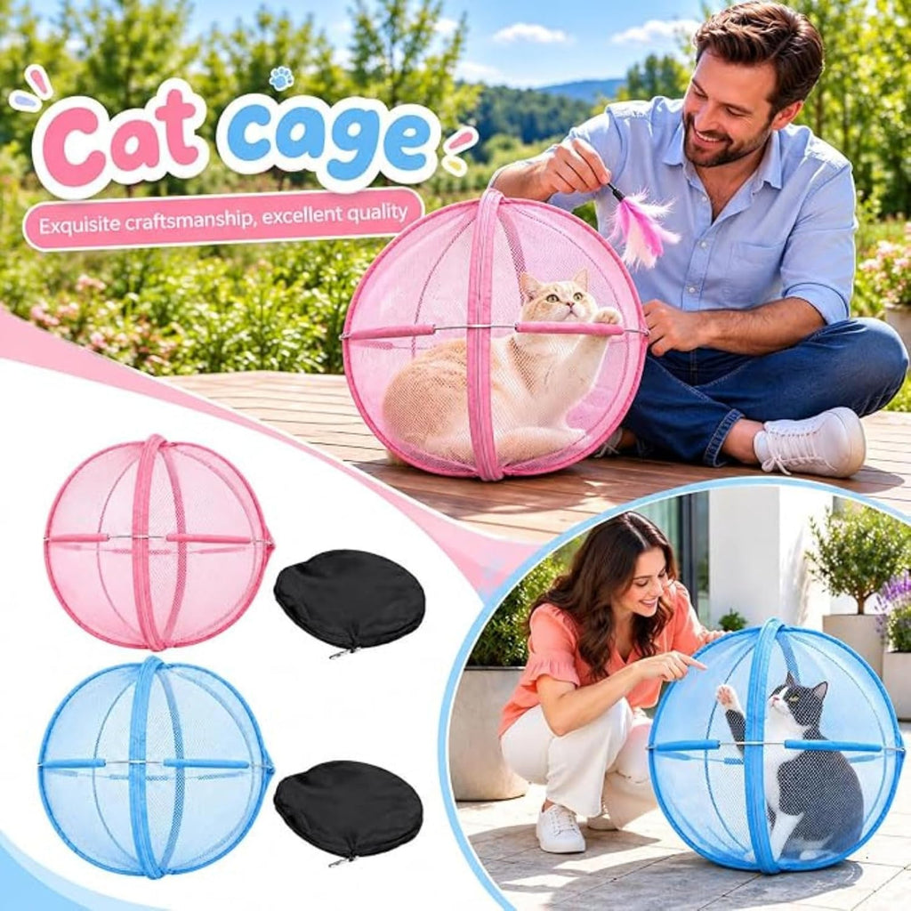 17" Mesh Ball Cat Cage Rolling Cat Playpen Cat Hamster Ball for Outside