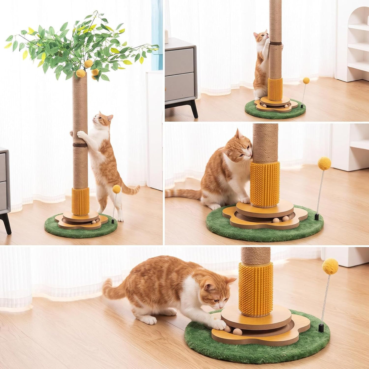41" Tall Cat Scratching Post for Large Cats, Sisal Scratcher Toys