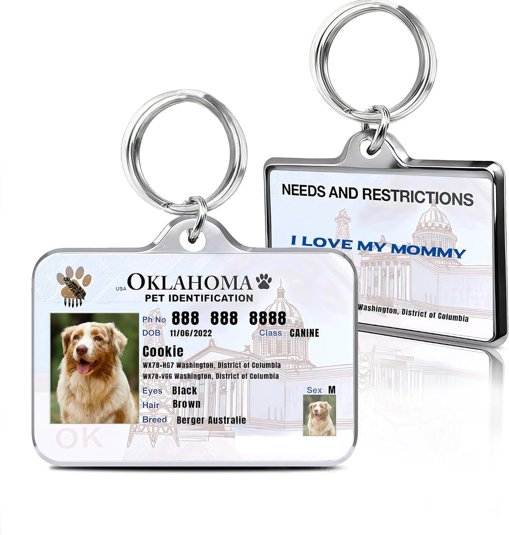 Personalized Dog & Cat Tags with Photo - Custom Driver License Pet ID Tag