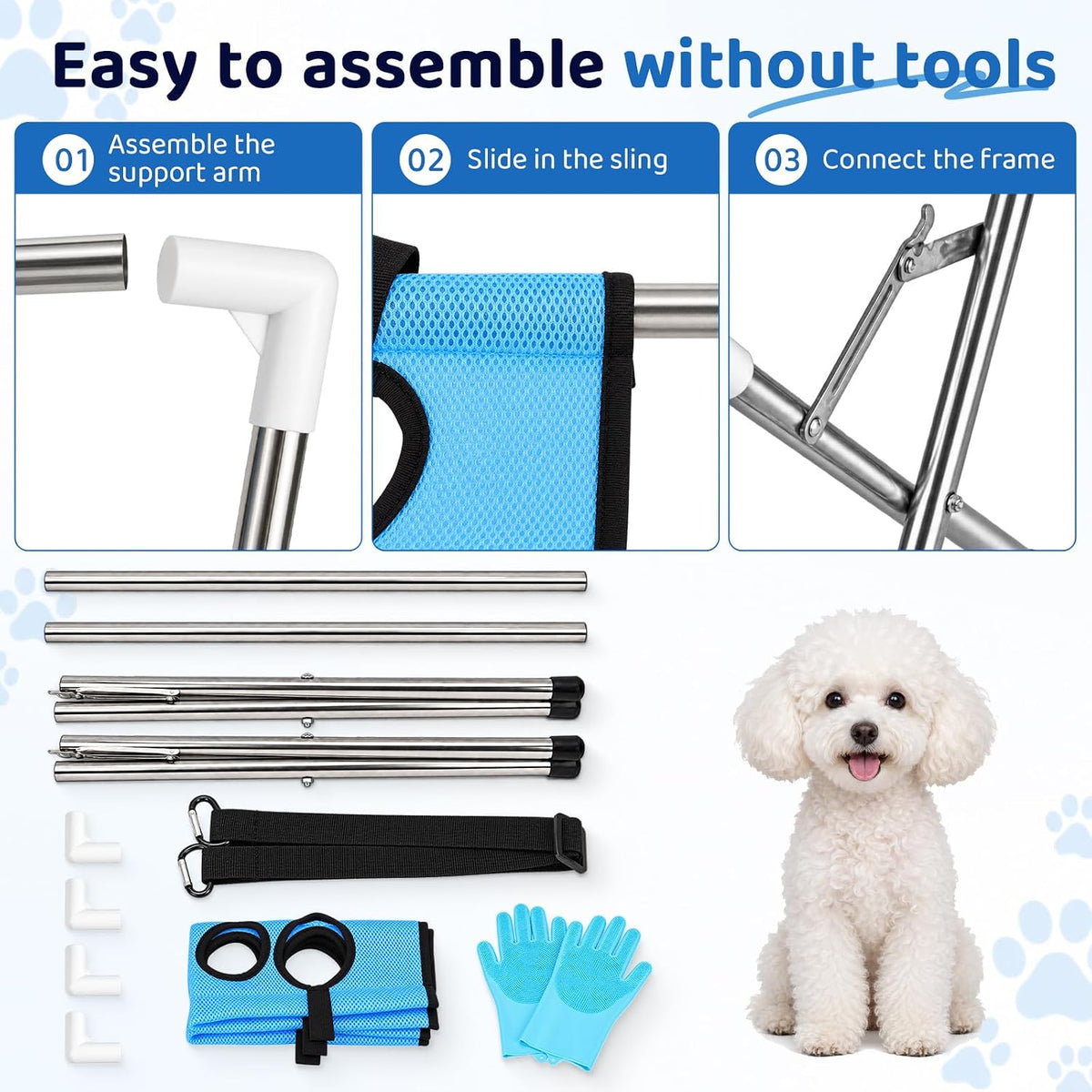 Pet Grooming Hammock Stand, Foldable Dog Bath Holder Sling Shower Table
