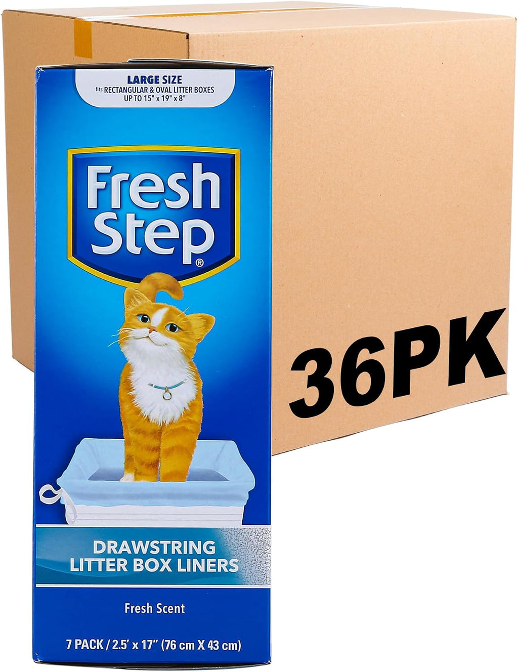 Fresh Step Drawstring Cat Litter Liners, Scented, 3 ft x 19 in, 7 Ct, 2-Pk