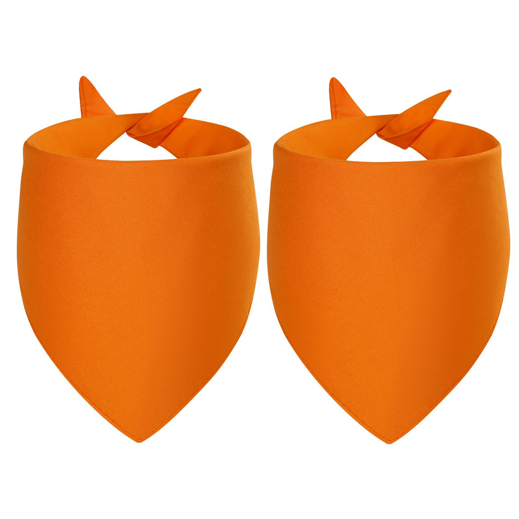 Agroon Blank Dog Bandana Orange Large 2PCS, DIY Solid Cotton Triangle Scarf