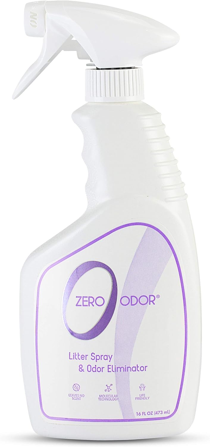Zero Odor Litter Box Odor Eliminator Spray, Cat Litter Deodorizer, 16 oz