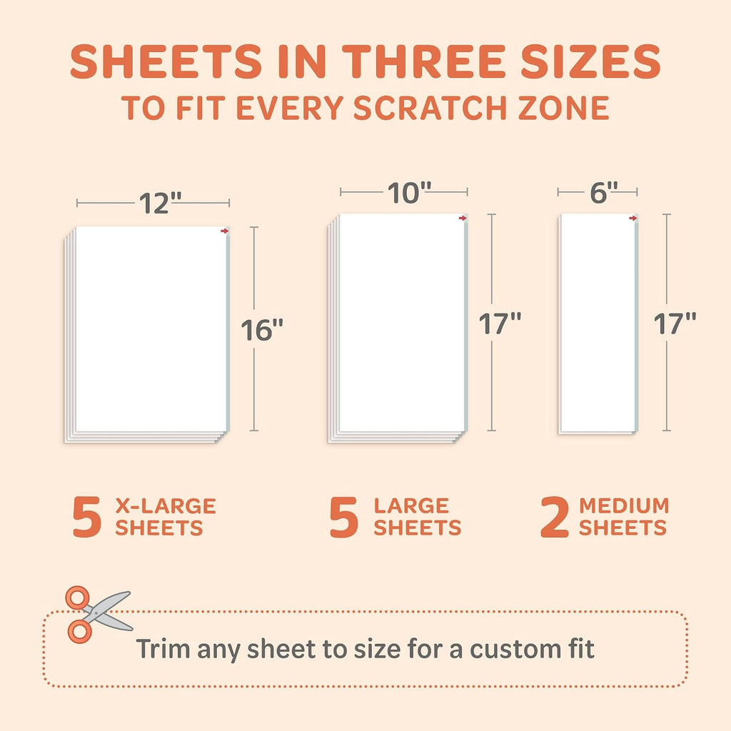 Double-Sided Sticky Cat Scratch Deterrent Tape, 12 Clear Sheets