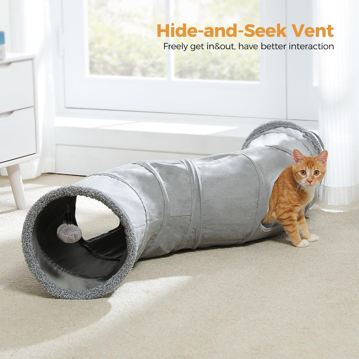 PAWZ Road Cat Tunnel S Shape Cat Tunnels for Large & Indoor Cats 51”Long