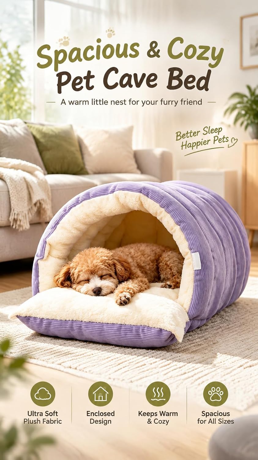 Indoor Dog House, Dog Cave for Small & Medium Dogs