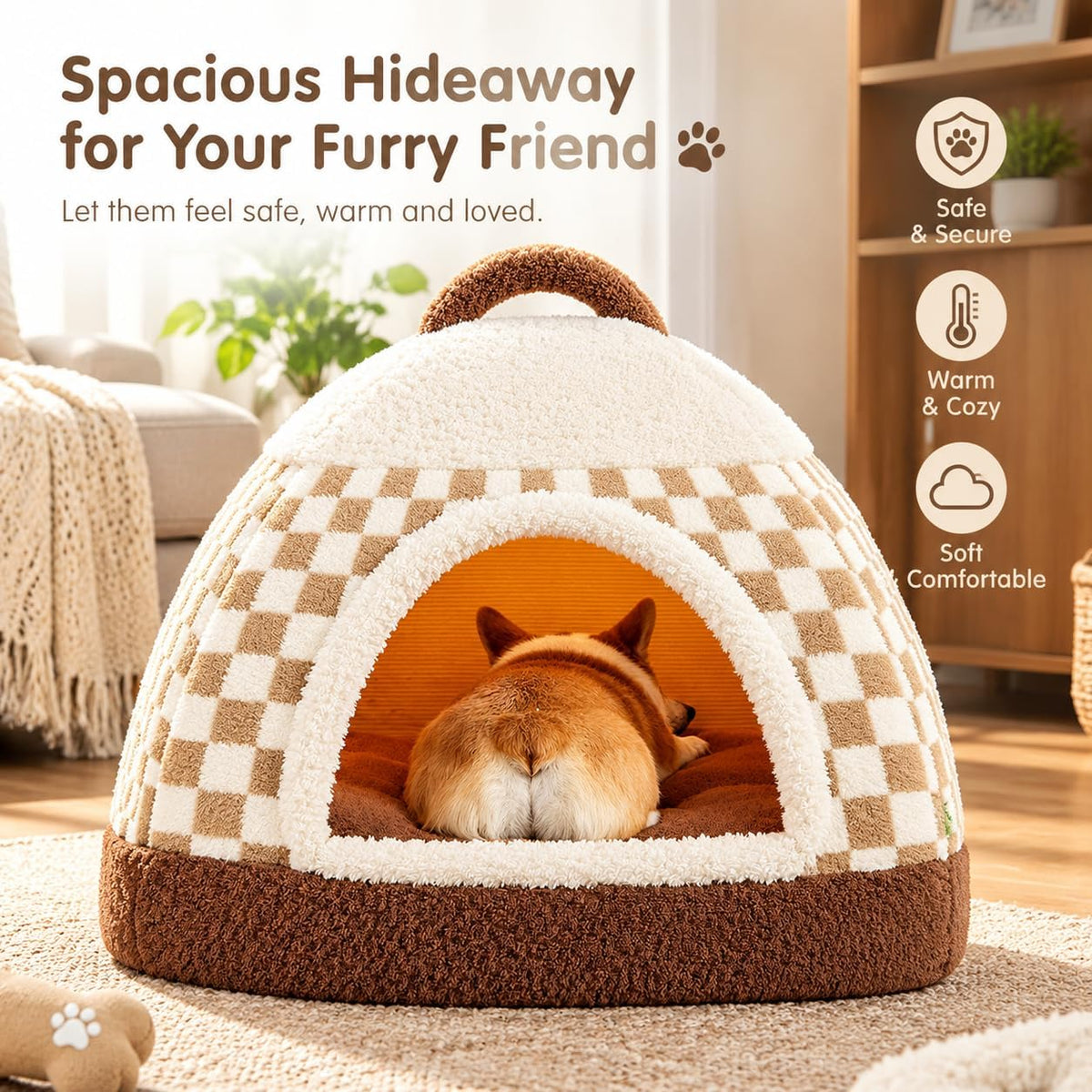 Indoor Dog House, Dog Cave for Small & Medium Dogs