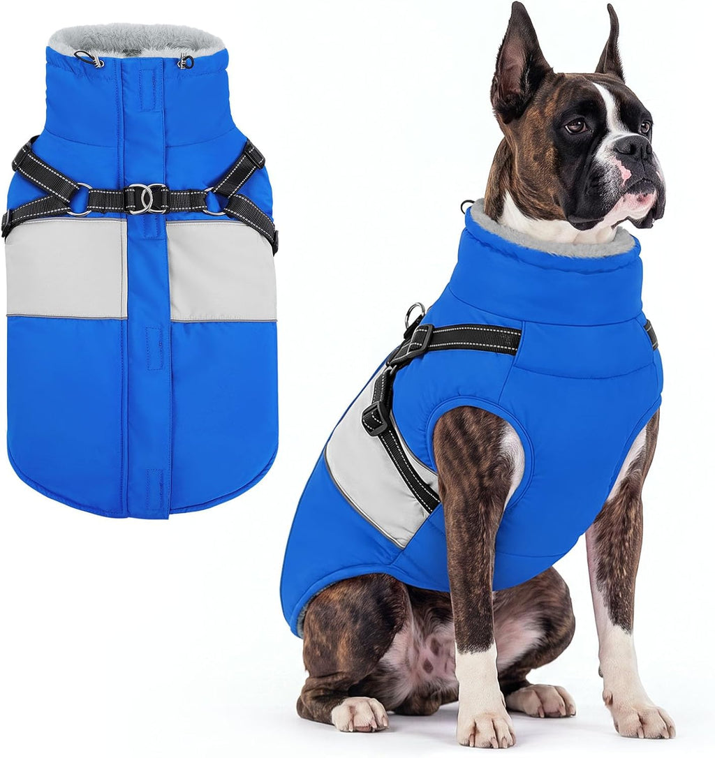 Small Dog Coat Waterproof Dog Winter Jacket with Harness Built in S