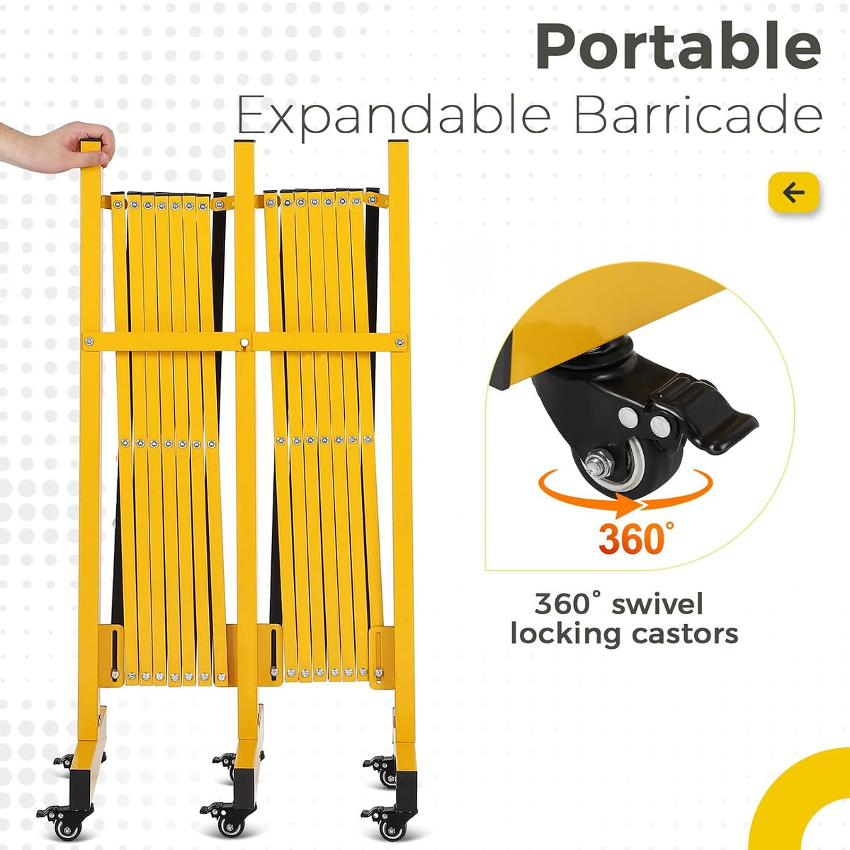 IDEALHOUSE 11FT Expandable Metal Safety Barricade Gate with Wheels