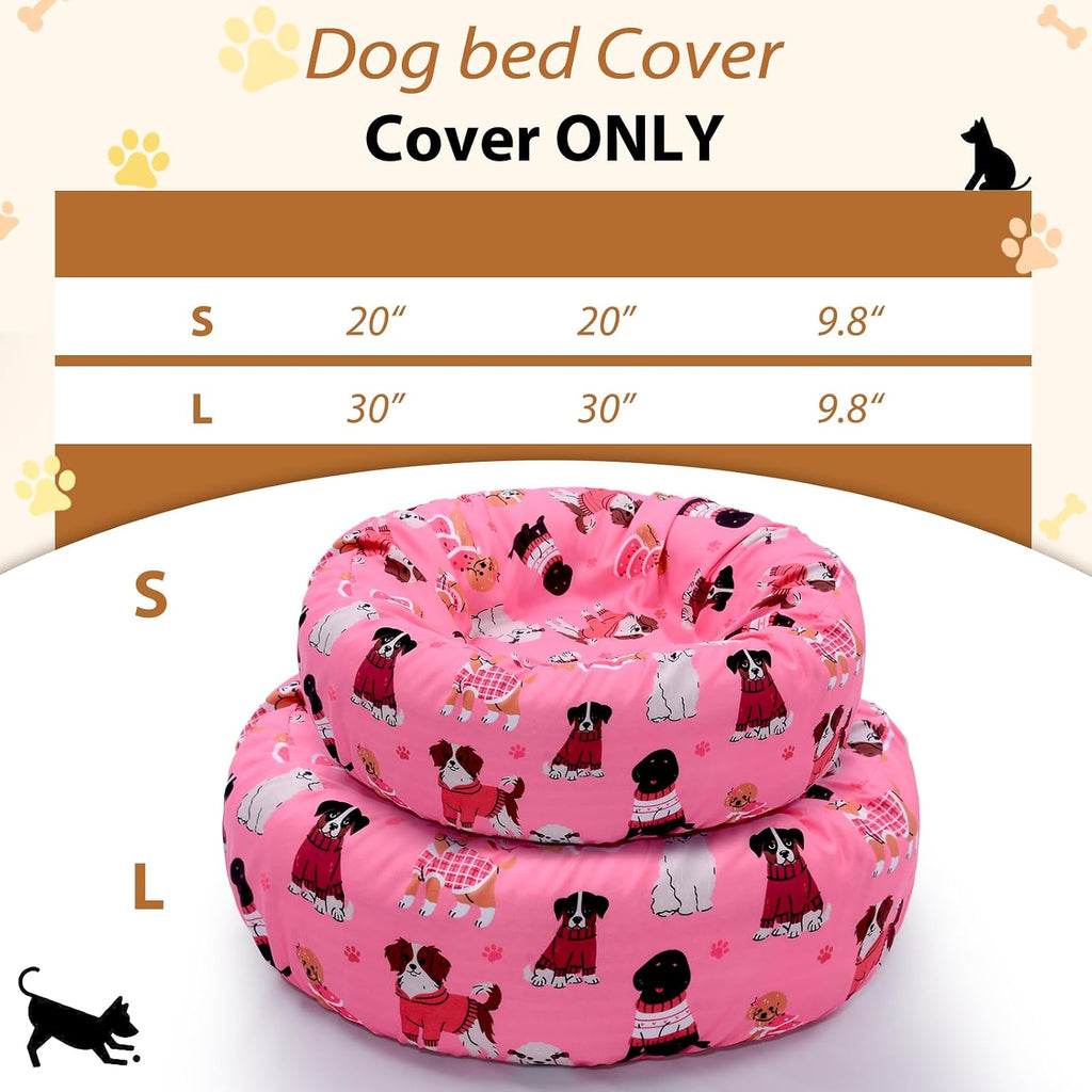 Round Replacement Dog Bed Covers Elastic Edged Washable 20 x 9.8 Inch