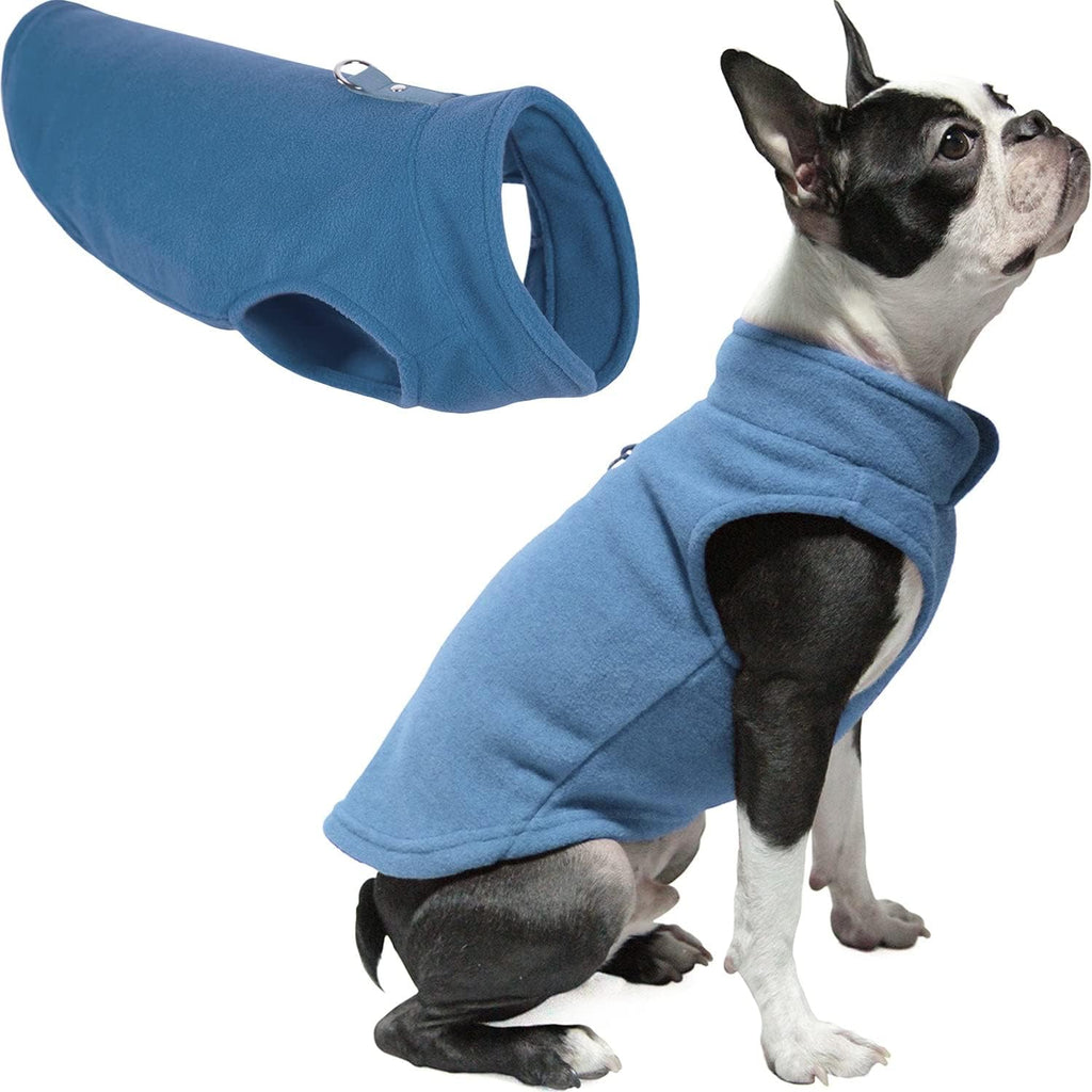 Gooby Fleece Vest Dog Sweater, Blue, Medium