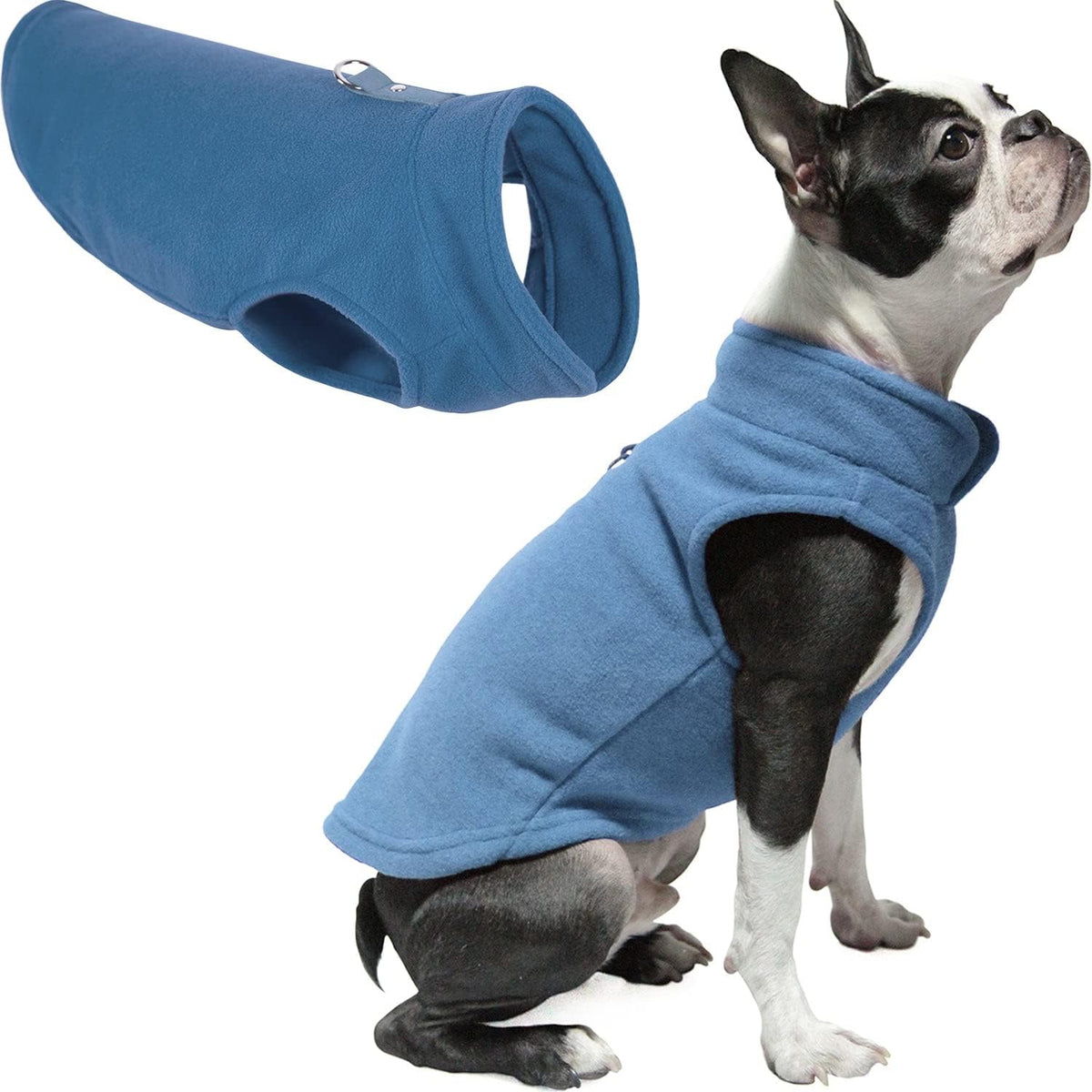 Gooby Fleece Vest Dog Sweater, Blue, Medium