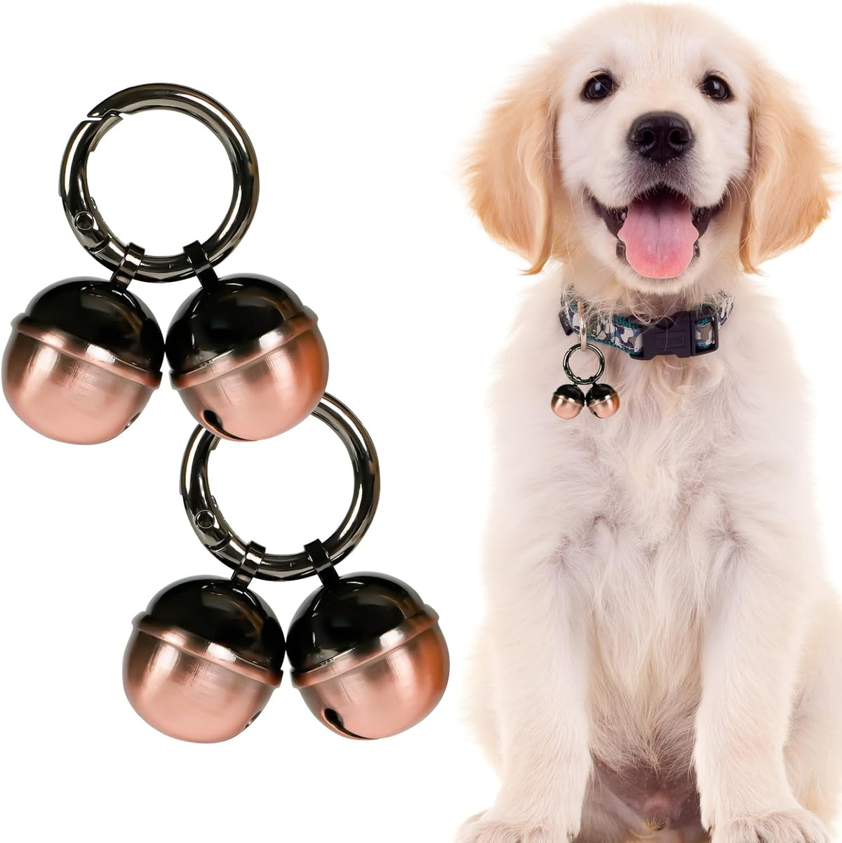Bells for Dog Collars with Easy Clip Clasps, Suitable for Medium to Large Dogs, Extra Loud Pet Tracker, Durable Collar C