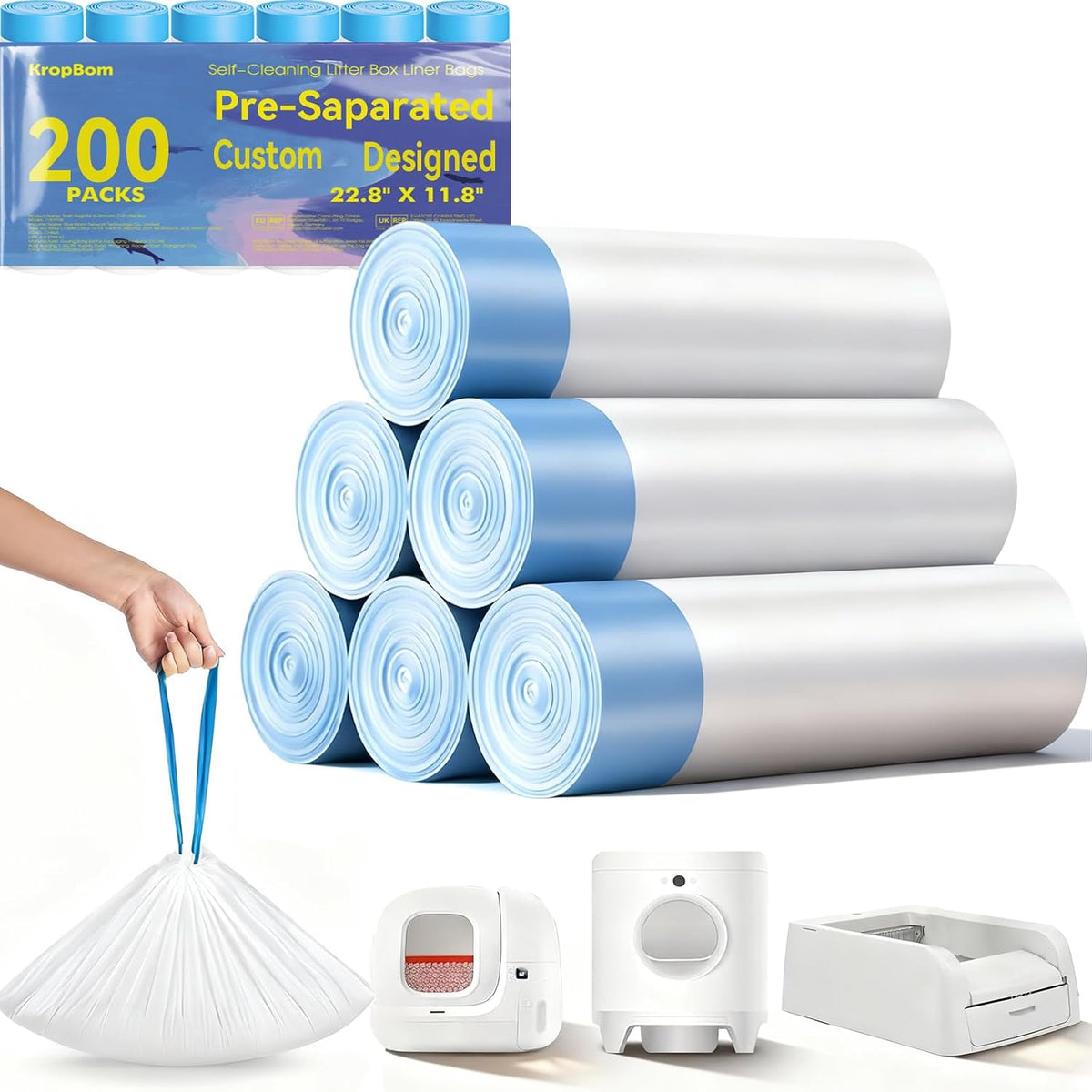 150 Pcs Automatic Cat Litter Bags fits PURA MAX 2/MAX/X&ScoopFree Clumping
