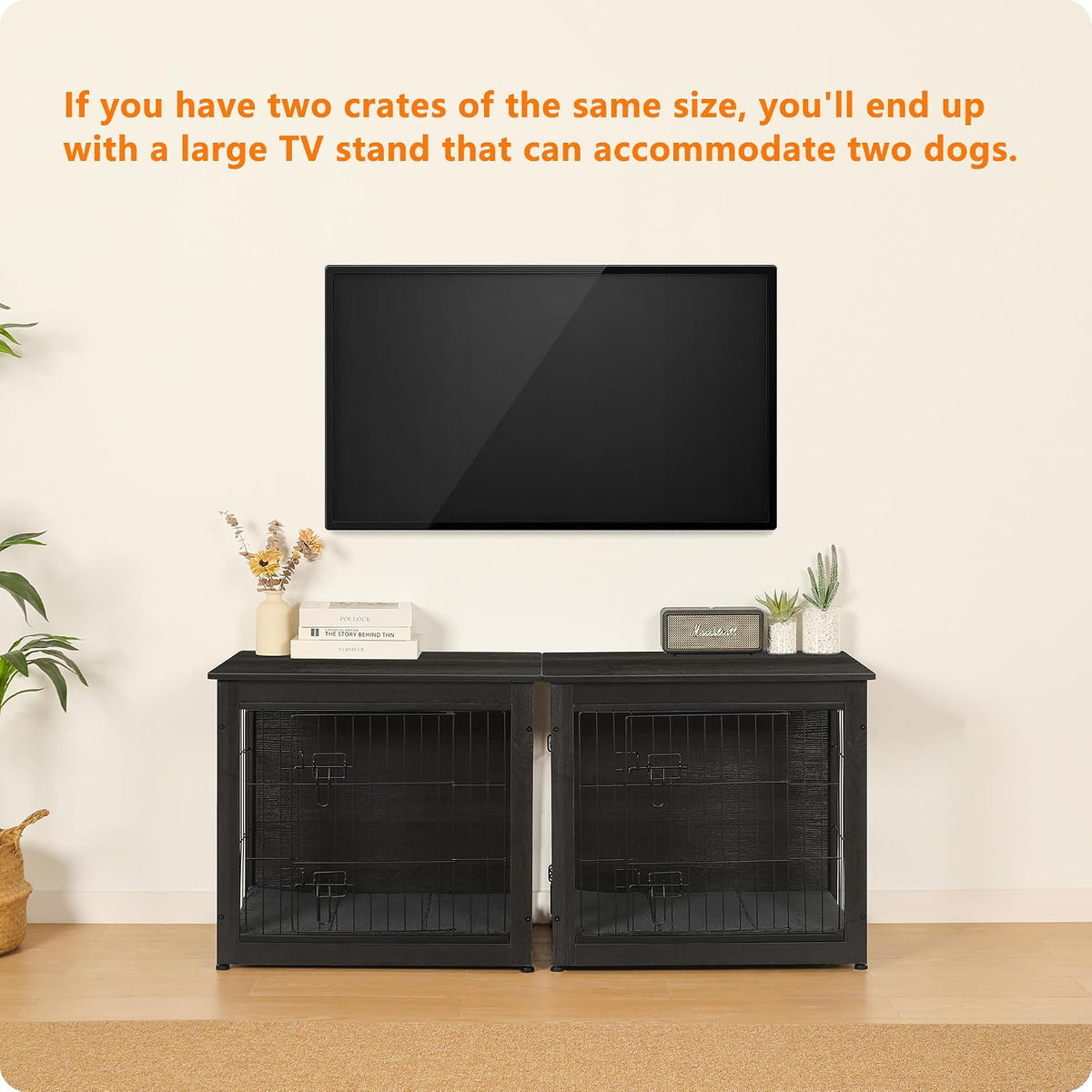 27" Dog Crate Furniture, Dog Kennel Indoor, with Waterproof Cushion