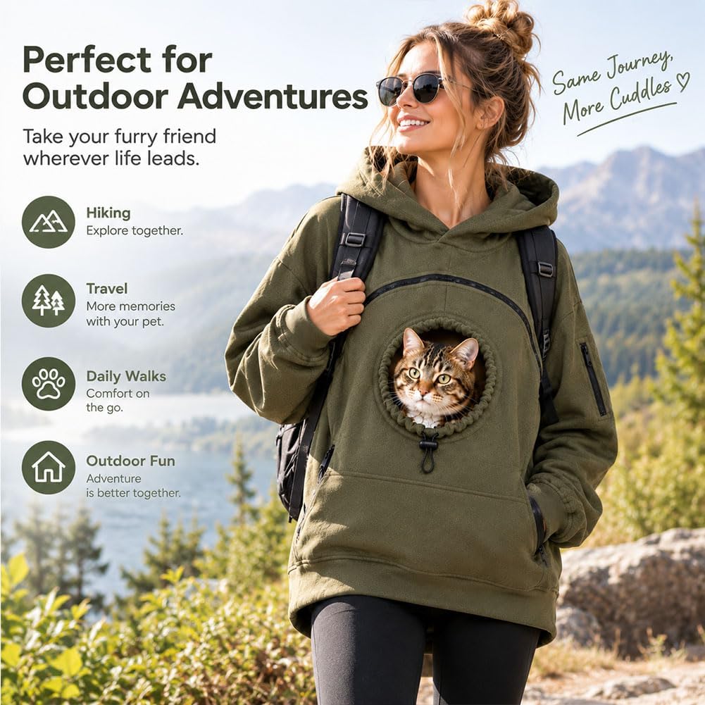 Pet Pouch Carrier Hoodie with Dog Pouch, Cat Hoodie with Pouch