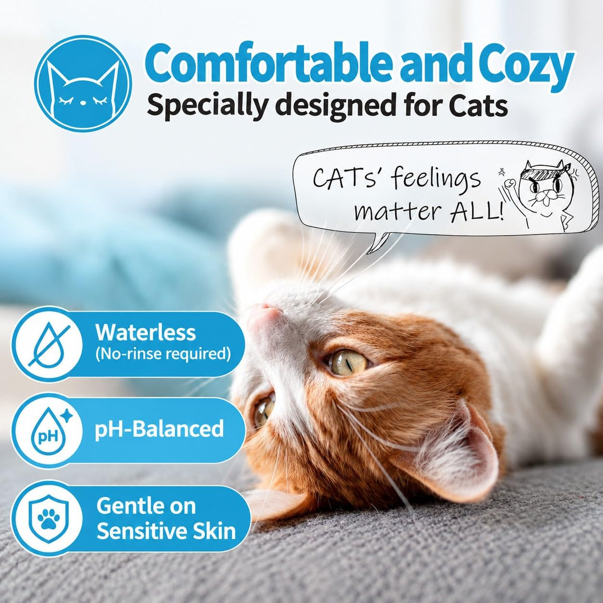 Mooncat Waterless Cat Shampoo, Short Hair Cats, No-Rinse Lick Safe Foam