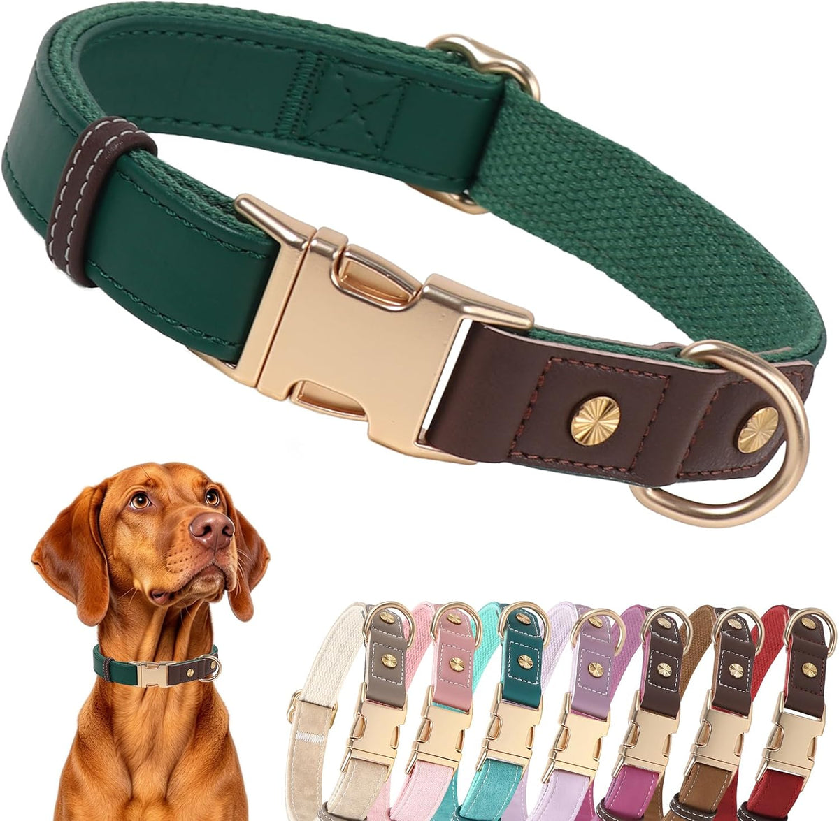 PU Leather Dog Collars for Small Dogs,Classic Adjustable Pink Dog Collars with Quick Release Metal Buckle,Easy Clean and