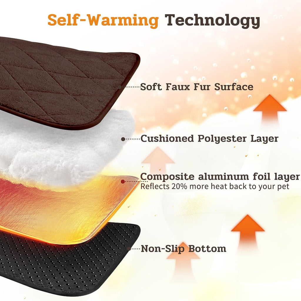 NWK Self Warming Thermal Pet Mat for Dogs and Cats (Coffee Brown, Small)
