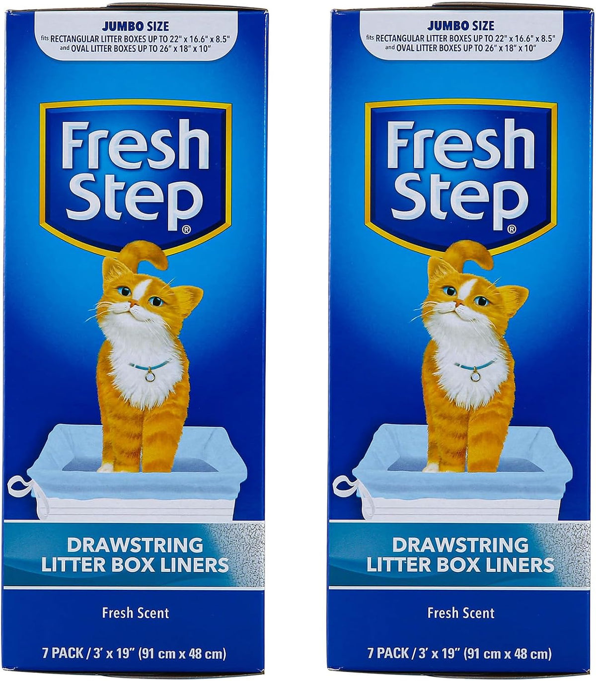 Fresh Step Drawstring Cat Litter Liners, Scented, 3 ft x 19 in, 7 Ct, 2-Pk