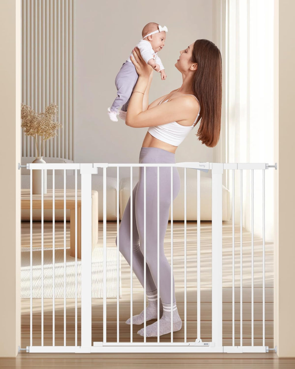keny 29.7"-46" Baby Gate for Stairs, Auto Close Dog Gates for Doorways