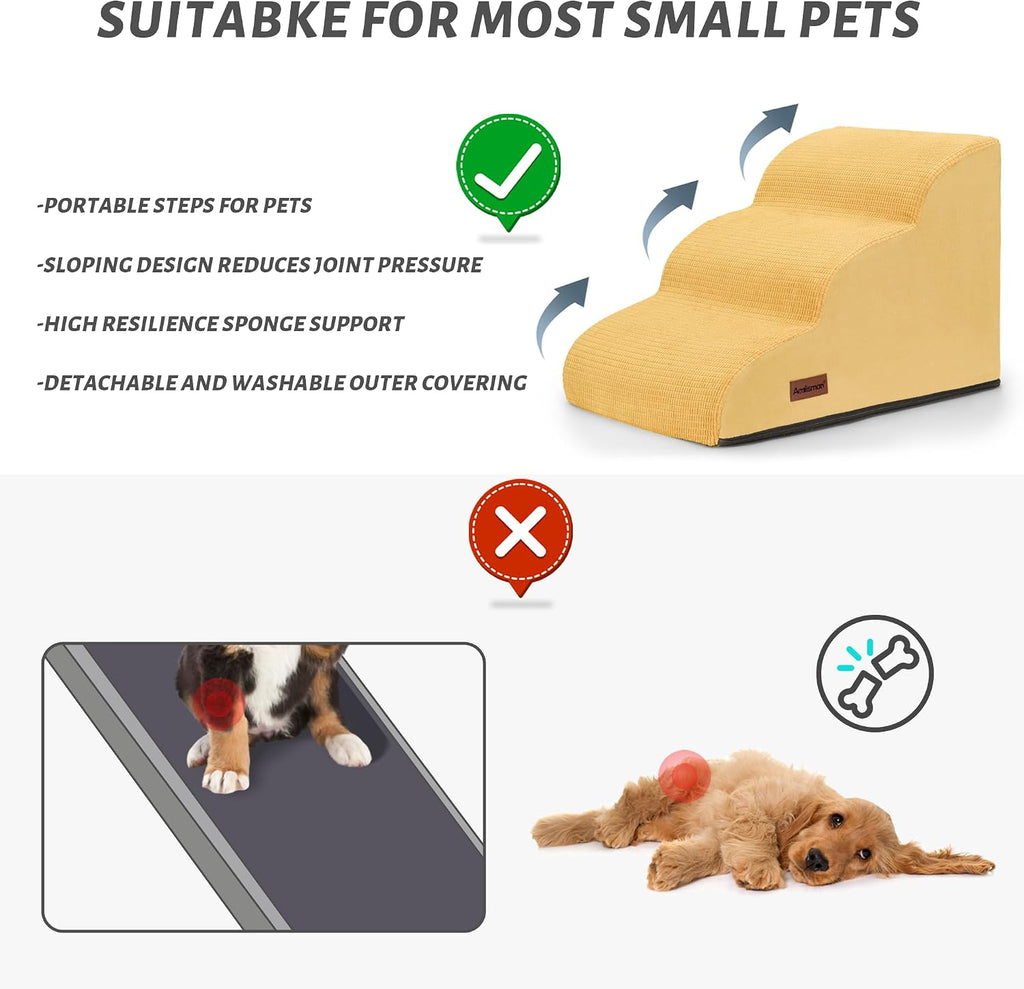 Dog Stairs for Small Dogs and Cats,3-Step Pet Ramp for Couch,Chair