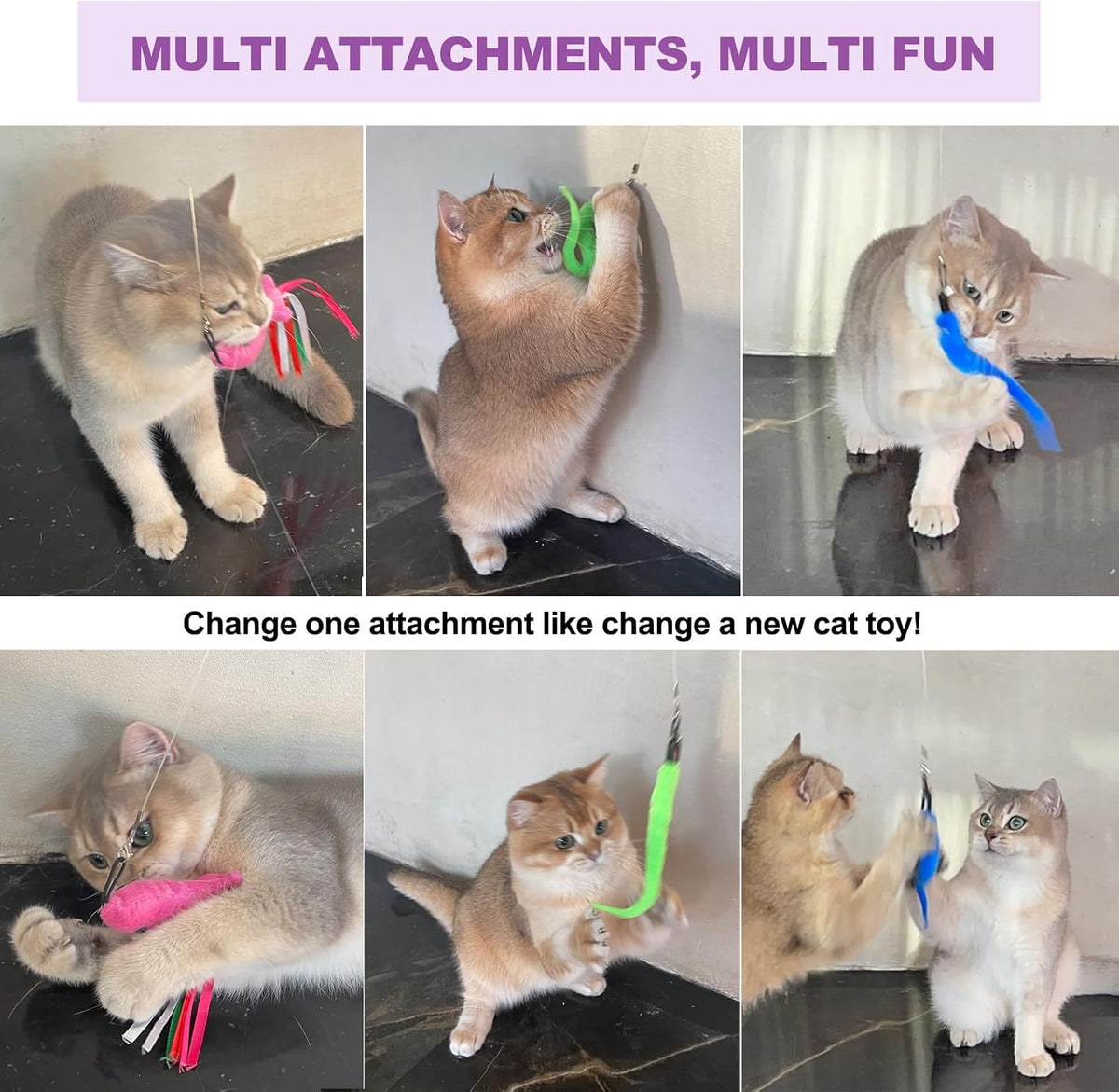 Cat Toys 11Pcs Cat Wand Worm Feather Refills for Indoor Cats