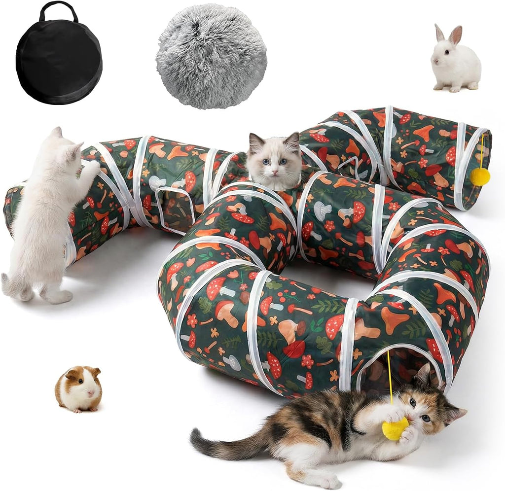 Cat Tunnel for Indoor Entertainment, Tear-Resistant Cat Play Tube with Play Ball, Collapsible Pet Tube with Interactive 