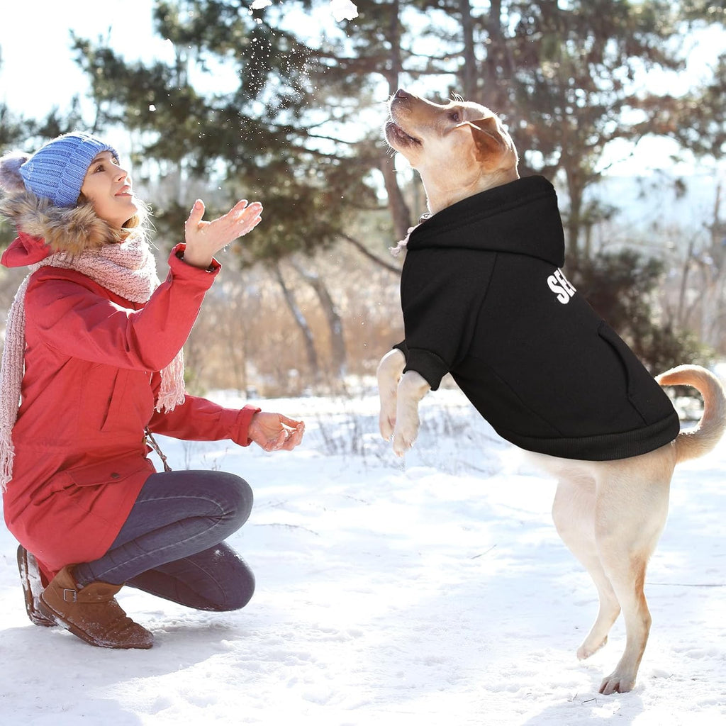 5XL Dog Sweaters for Large Dogs,Extra-Large Dog Hoodie,Security Warm Brushed Fleece Sweatshirt with Hood & Pocket,Leash 
