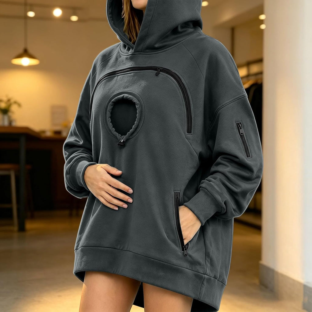 Pet Pouch Hoodie Cat Dog Carrier with Oversized Pouch Pull Pocket